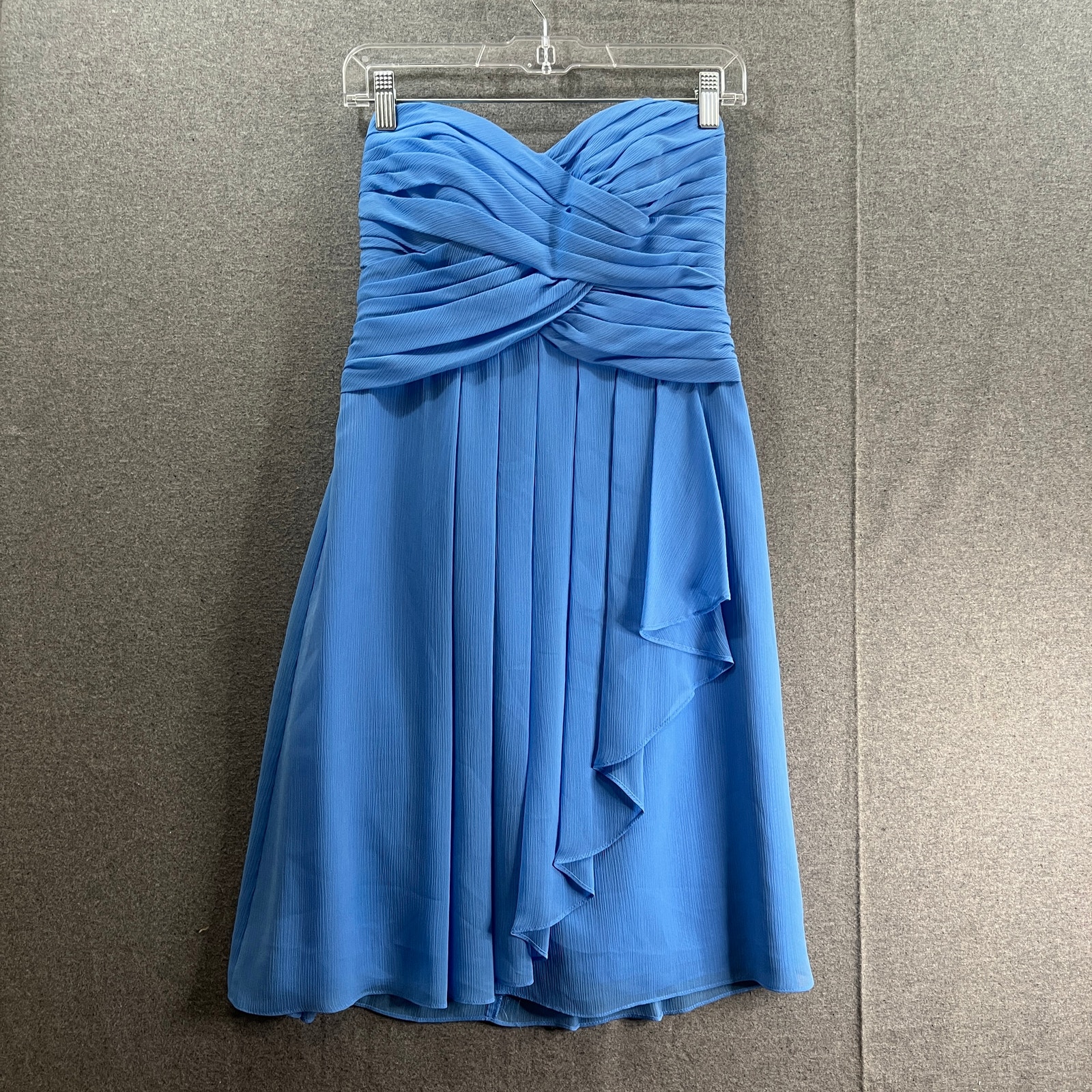 David's Bridal Blue Strapless Chiffon Dress Women Size 4 Mini Dress